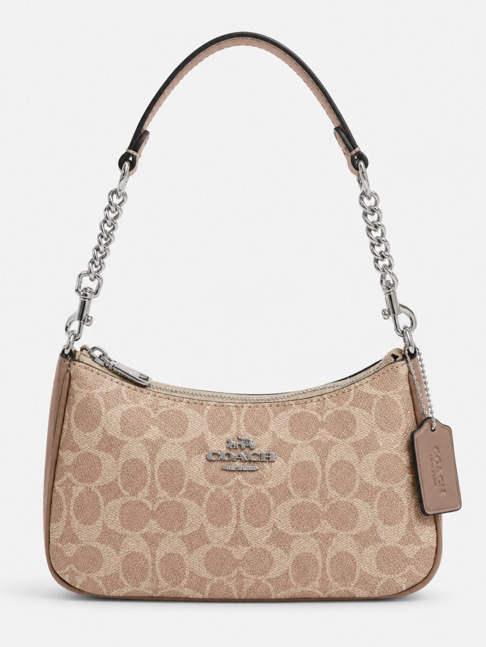 Signature Coach Teri Shoulder Bag CV933 Tan/Silver